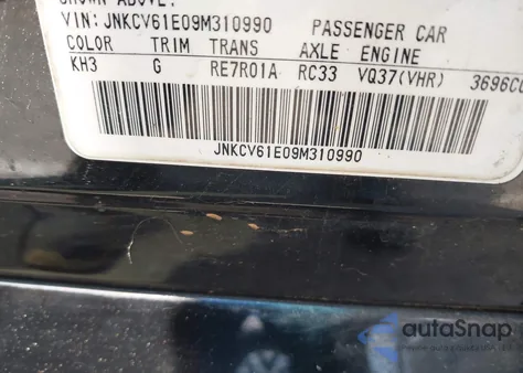 2009 Infiniti G37 Journey from USA, damaged, VIN JNKCV61E09M310990